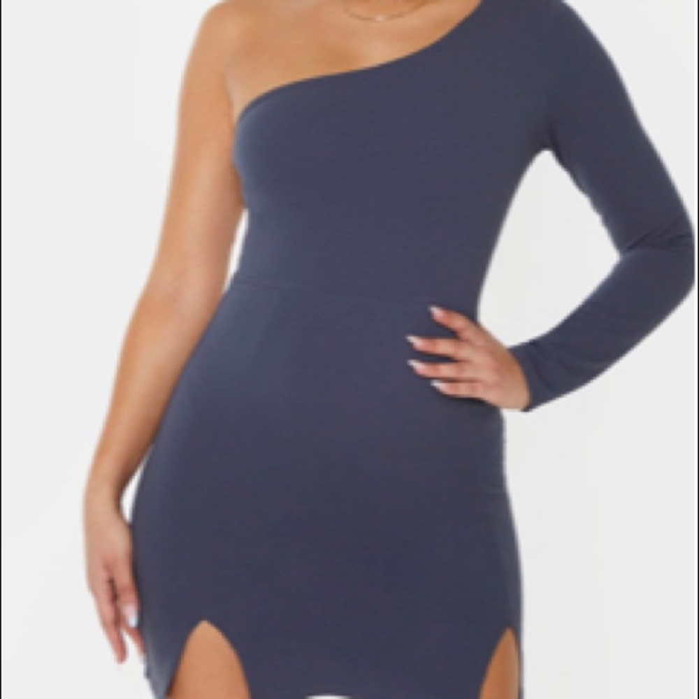 Super sexy one shoulder blue dress